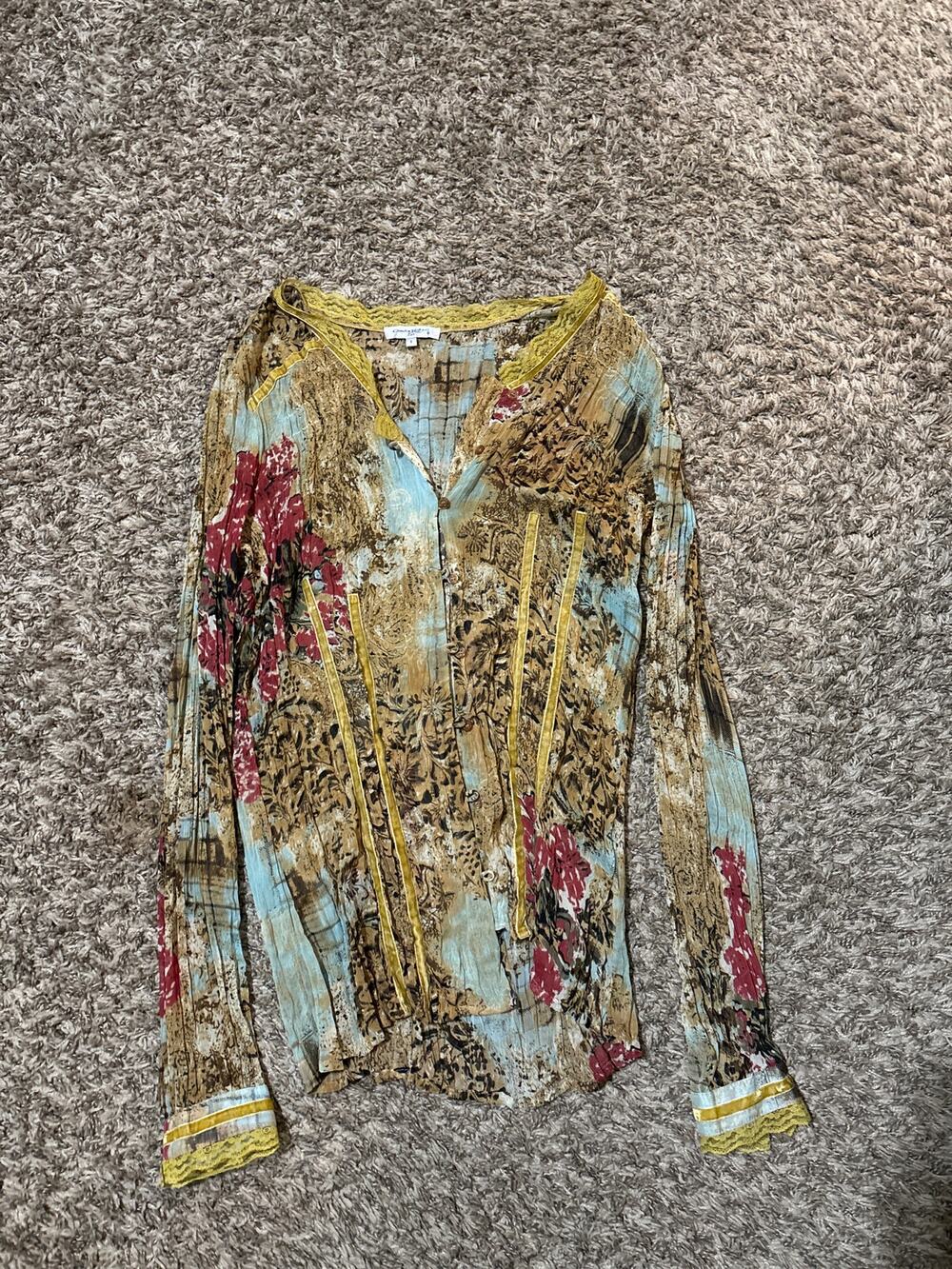 Claudia Richard Tall Long Sleeve Blouse Button Up Shirt Top S